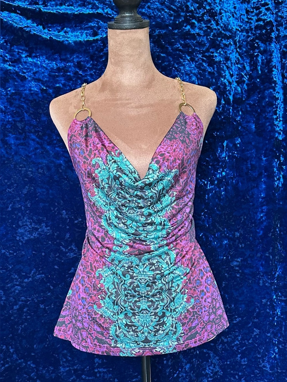 Sexy Dots Pink, Teal & Purple Baroque & Animal Print Top